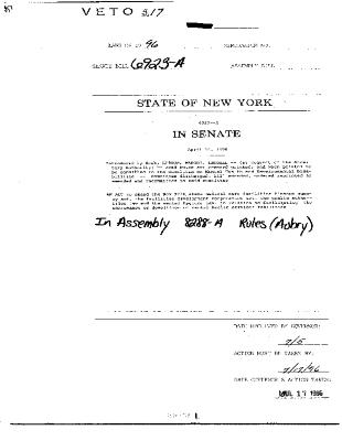 NYS Bill and Veto Jackets: 1996, Veto 17