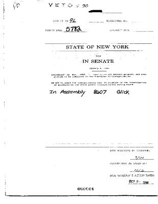NYS Bill and Veto Jackets: 1996, Veto 70