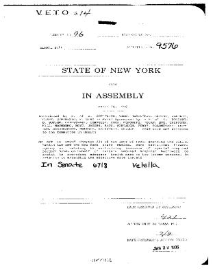 NYS Bill and Veto Jackets: 1996, Veto 14