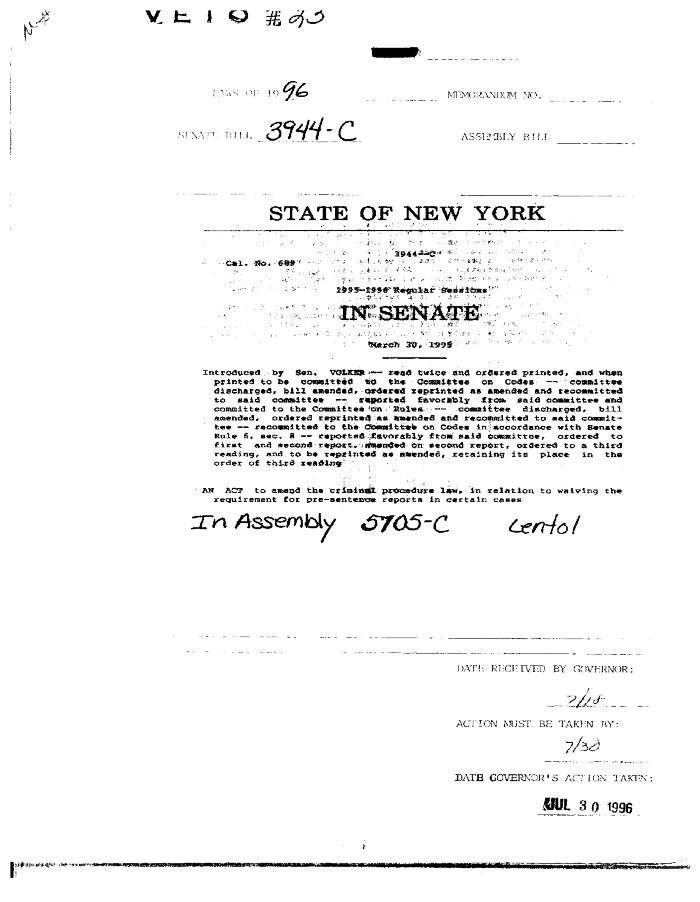 NYS Bill and Veto Jackets: 1996, Veto 23