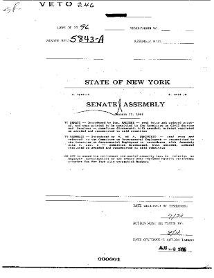 NYS Bill and Veto Jackets: 1996, Veto 46