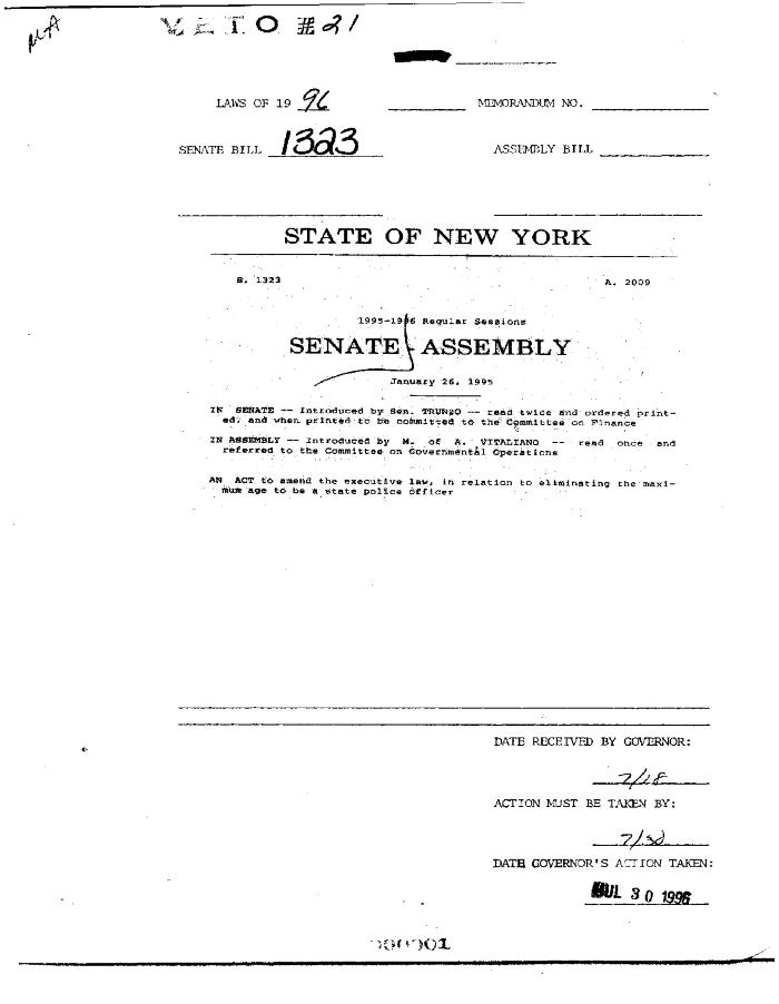 NYS Bill and Veto Jackets: 1996, Veto 21