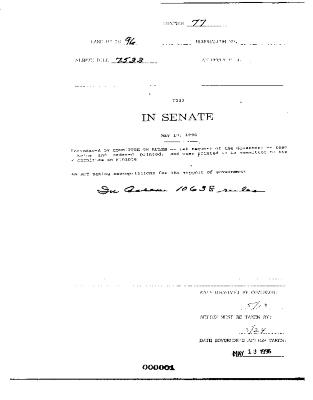 NYS Bill and Veto Jackets: 1996, Chapter 77