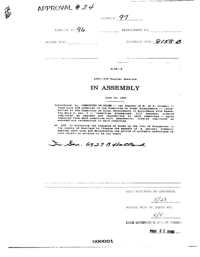 NYS Bill and Veto Jackets: 1996, Chapter 97
