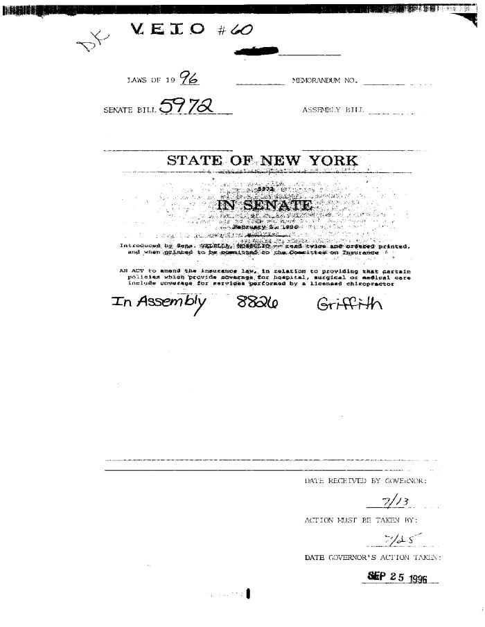 NYS Bill and Veto Jackets: 1996, Veto 60