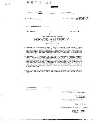 NYS Bill and Veto Jackets: 1996, Veto 67