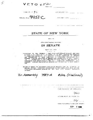NYS Bill and Veto Jackets: 1996, Veto 52