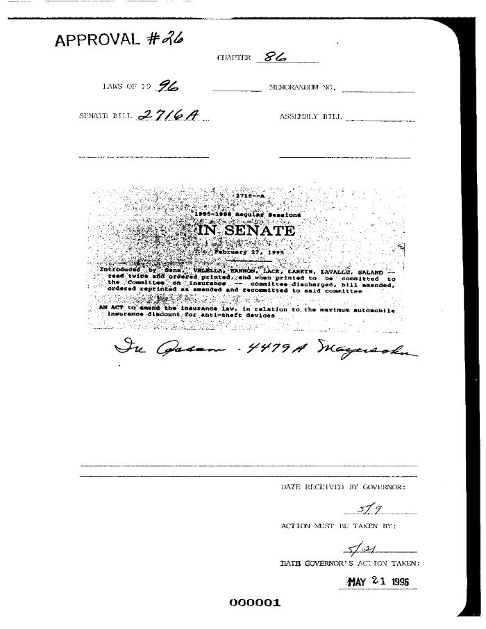 NYS Bill and Veto Jackets: 1996, Chapter 86