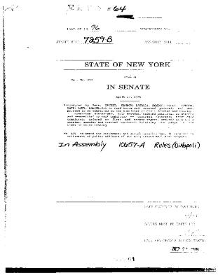NYS Bill and Veto Jackets: 1996, Veto 64