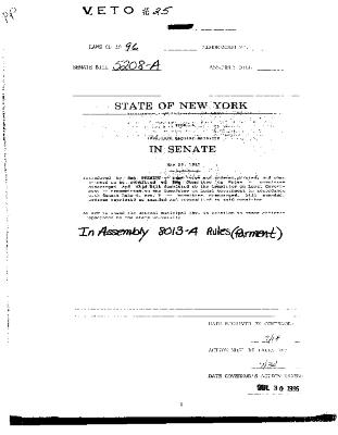 NYS Bill and Veto Jackets: 1996, Veto 25