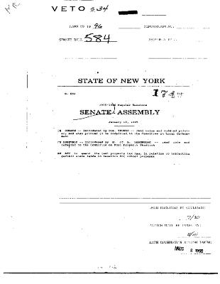 NYS Bill and Veto Jackets: 1996, Veto 34