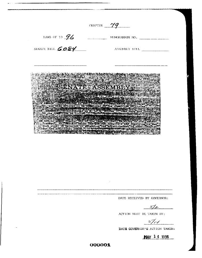 NYS Bill and Veto Jackets: 1996, Chapter 79