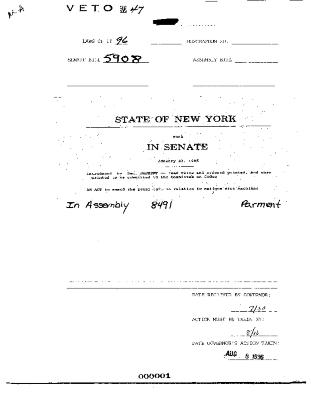 NYS Bill and Veto Jackets: 1996, Veto 47