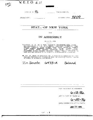 NYS Bill and Veto Jackets: 1996, Veto 11