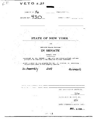 NYS Bill and Veto Jackets: 1996, Veto 33