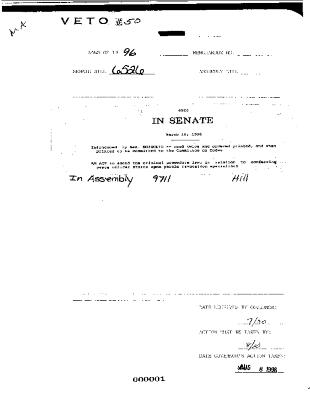 NYS Bill and Veto Jackets: 1996, Veto 50