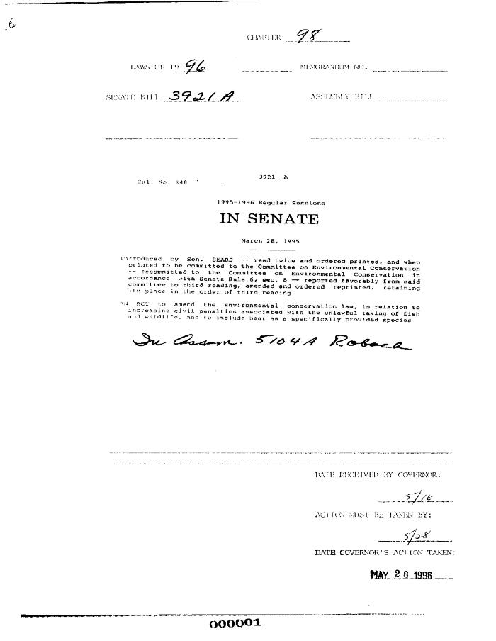 NYS Bill and Veto Jackets: 1996, Chapter 98
