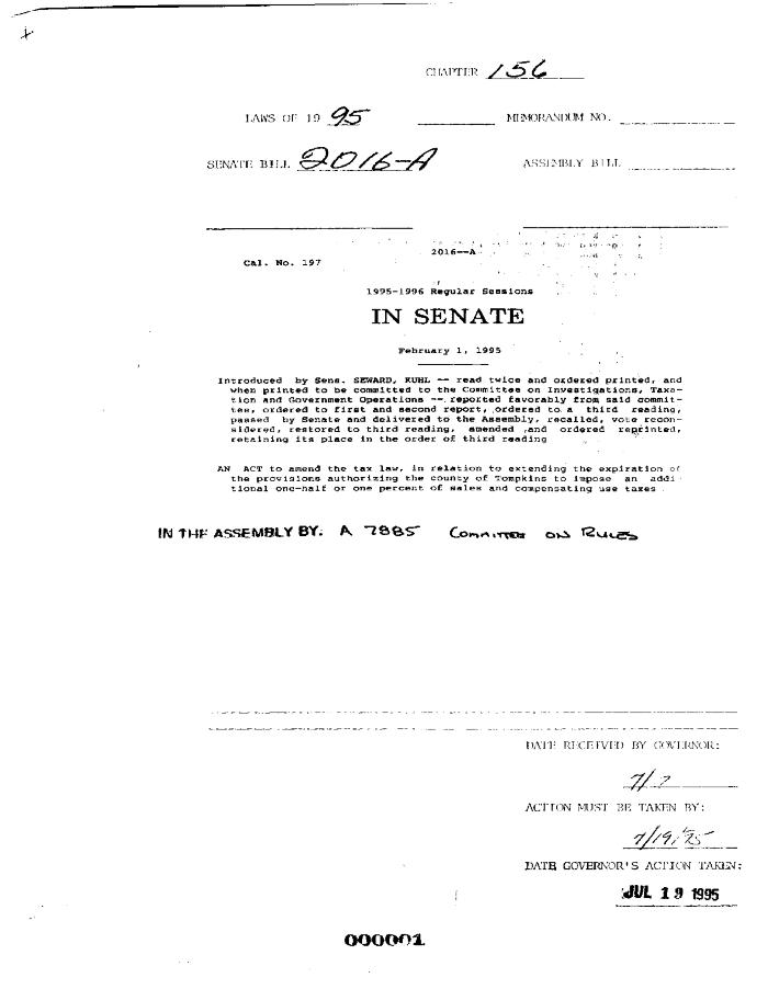 NYS Bill and Veto Jackets: 1995, Chapter 156