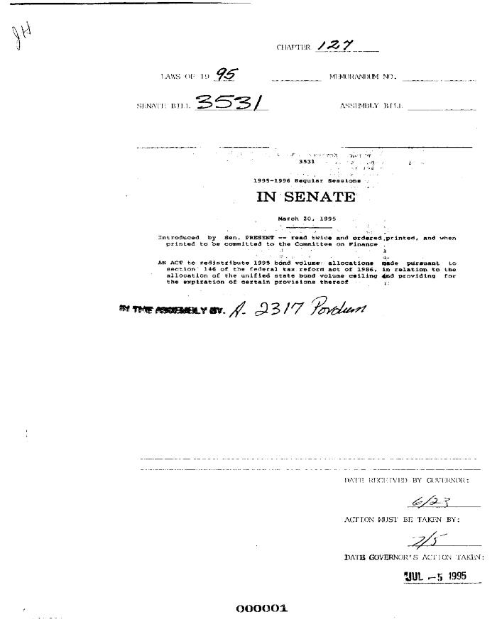 NYS Bill and Veto Jackets: 1995, Chapter 127