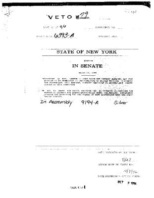 NYS Bill and Veto Jackets: 1996, Veto 79