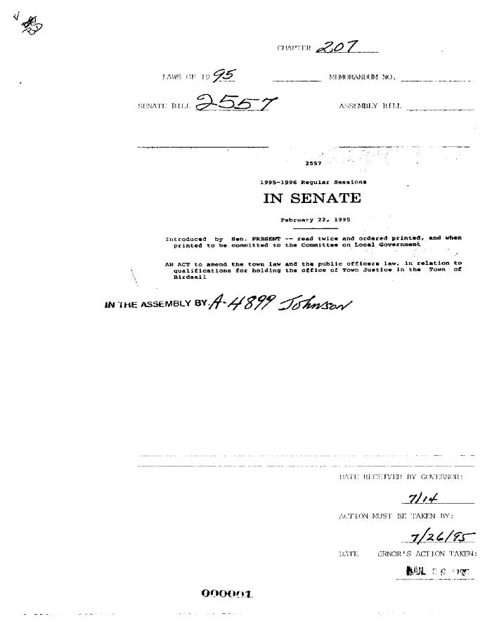 NYS Bill and Veto Jackets: 1995, Chapter 207