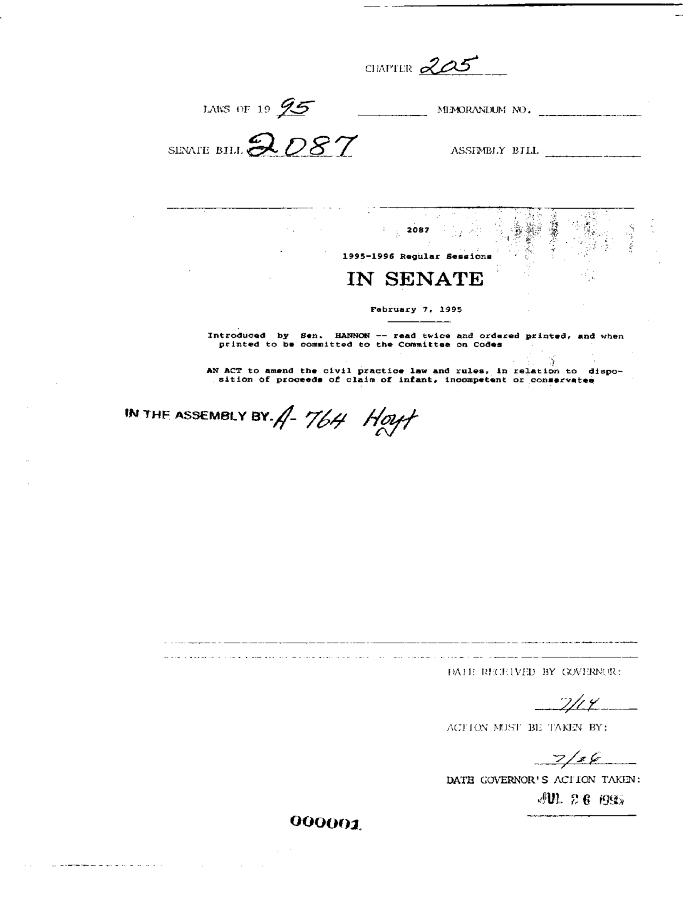 NYS Bill and Veto Jackets: 1995, Chapter 205