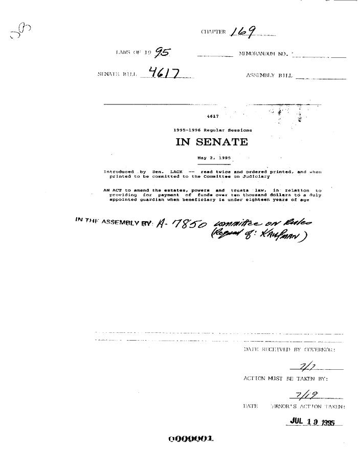 NYS Bill and Veto Jackets: 1995, Chapter 169