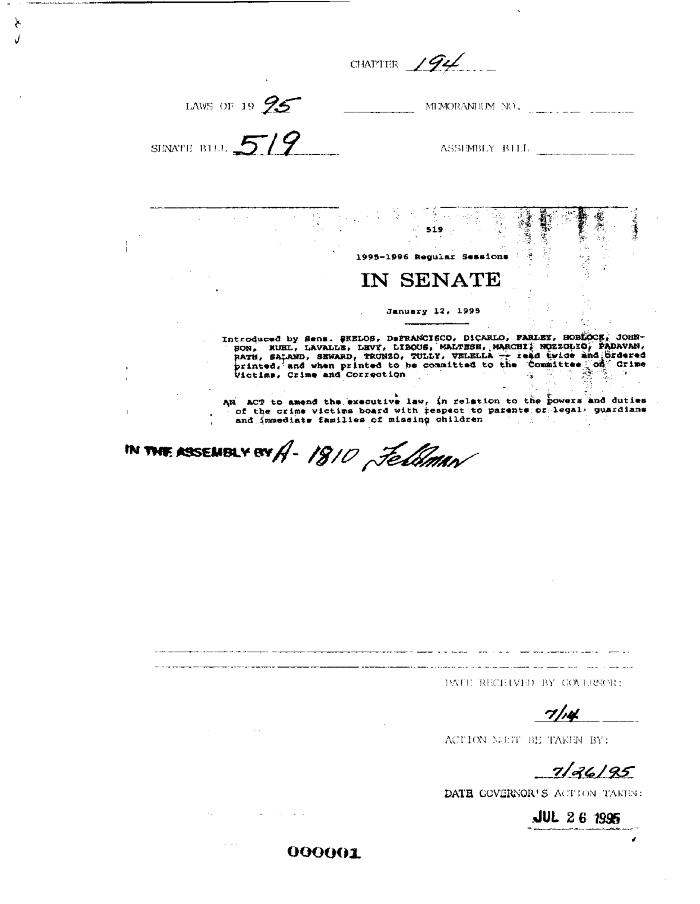 NYS Bill and Veto Jackets: 1995, Chapter 194
