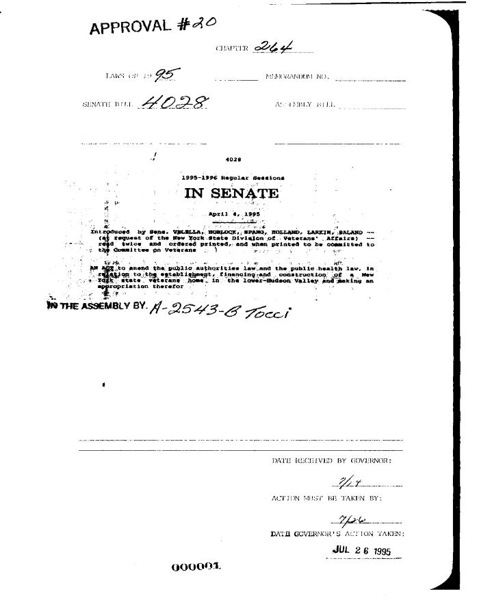 NYS Bill and Veto Jackets: 1995, Chapter 264