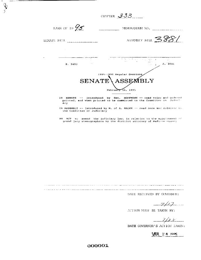 NYS Bill and Veto Jackets: 1995, Chapter 333