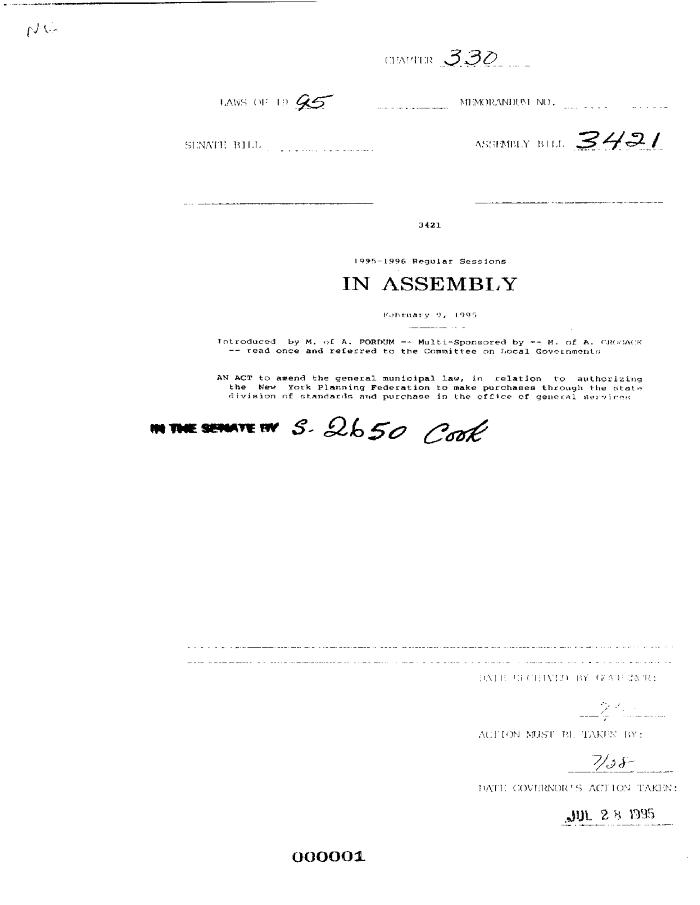 NYS Bill and Veto Jackets: 1995, Chapter 330