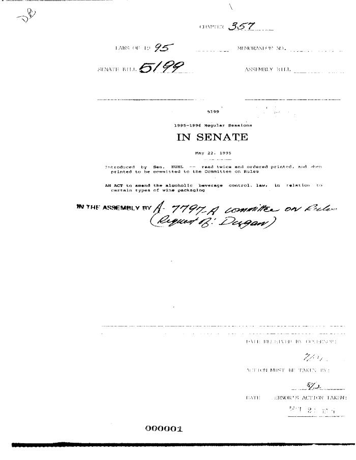 NYS Bill and Veto Jackets: 1995, Chapter 357