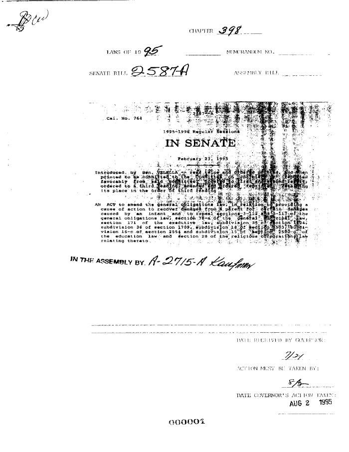 NYS Bill and Veto Jackets: 1995, Chapter 398