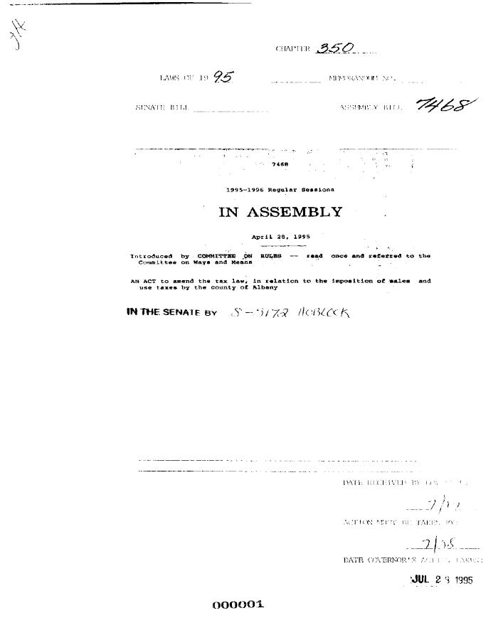NYS Bill and Veto Jackets: 1995, Chapter 350