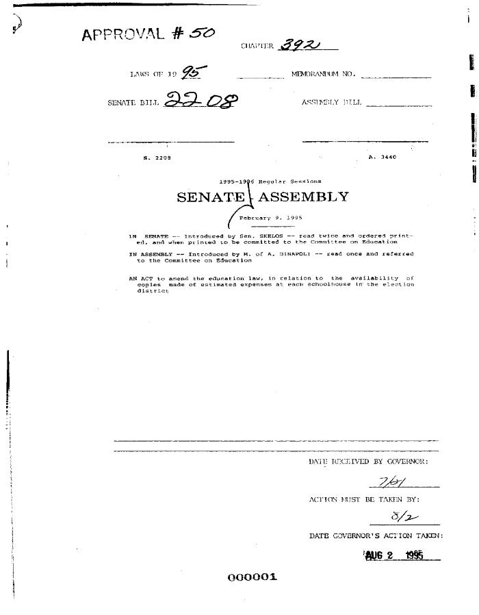 NYS Bill and Veto Jackets: 1995, Chapter 392