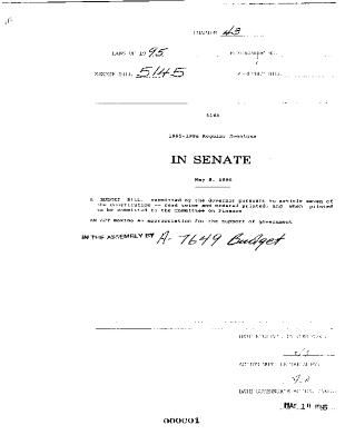 NYS Bill and Veto Jackets: 1995, Chapter 43