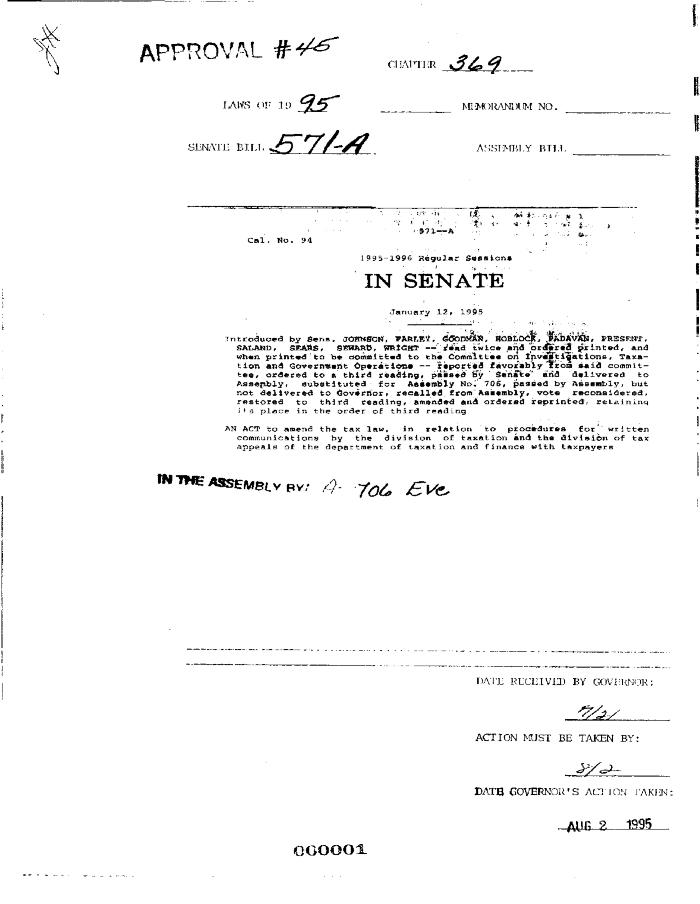 NYS Bill and Veto Jackets: 1995, Chapter 369