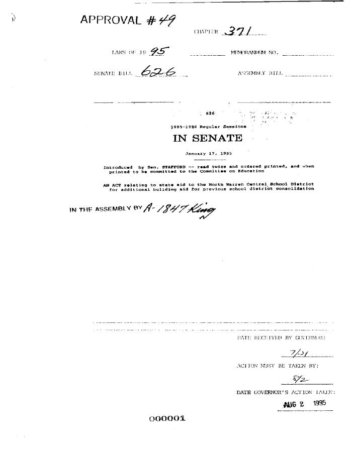 NYS Bill and Veto Jackets: 1995, Chapter 371