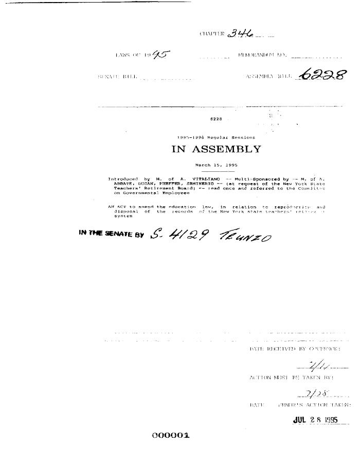 NYS Bill and Veto Jackets: 1995, Chapter 346