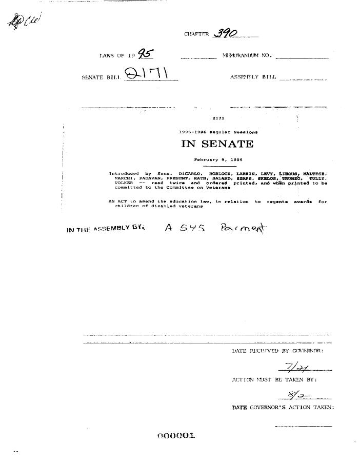 NYS Bill and Veto Jackets: 1995 Chapter 390