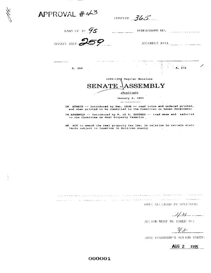NYS Bill and Veto Jackets: 1995, Chapter 365