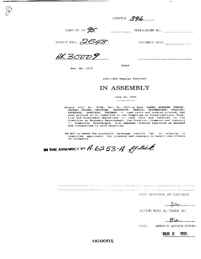 NYS Bill and Veto Jackets: 1995, Chapter 396