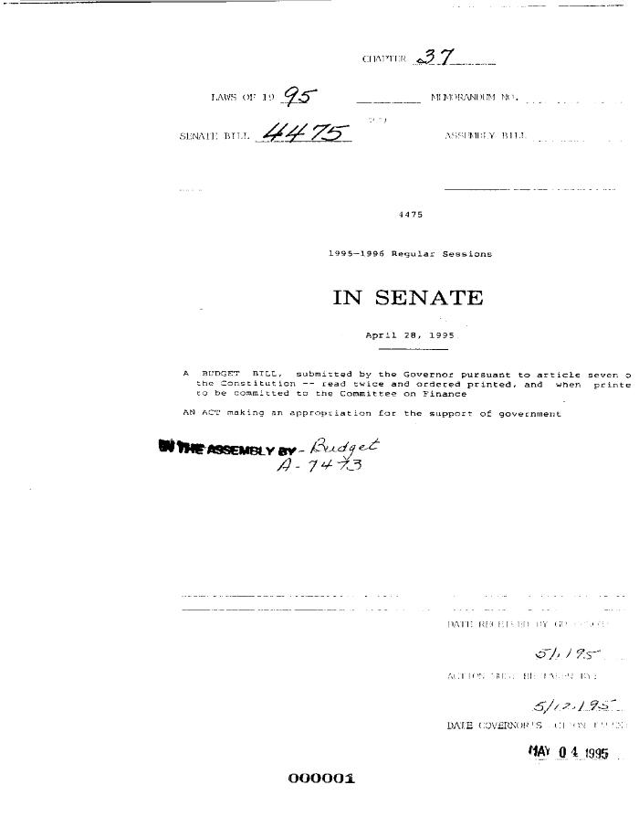 NYS Bill and Veto Jackets: 1995, Chapter 37