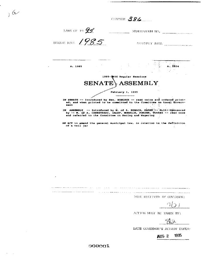 NYS Bill and Veto Jackets: 1995, Chapter 386