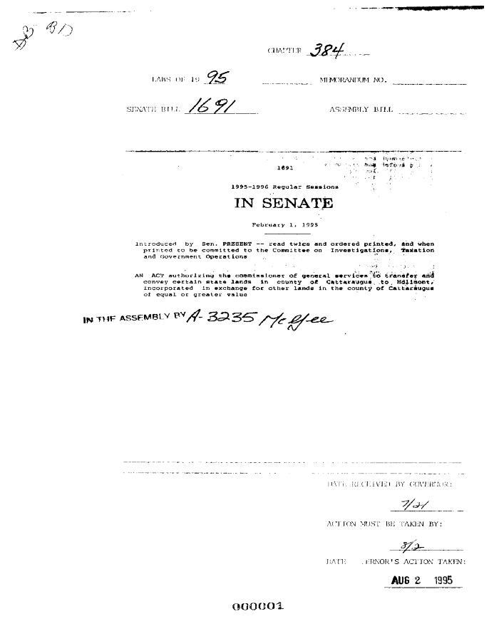 NYS Bill and Veto Jackets: 1995, Chapter 384