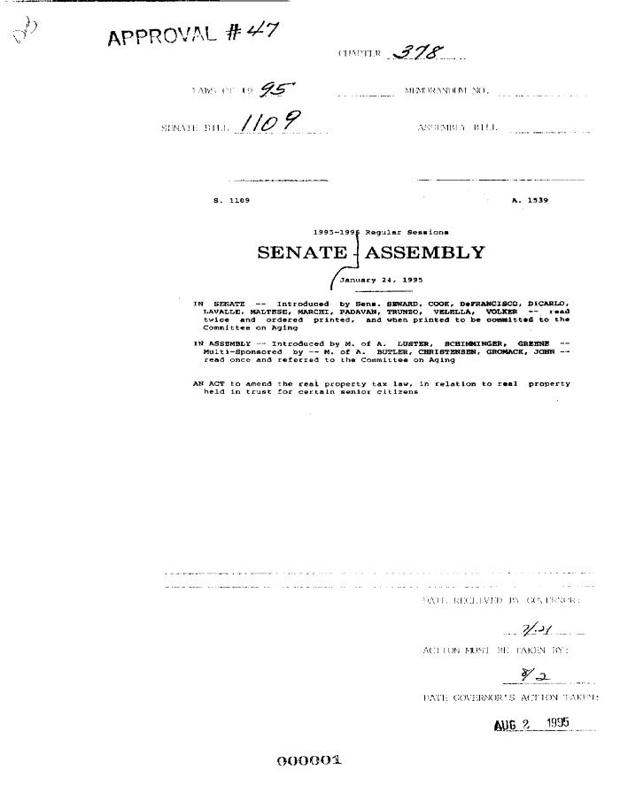 NYS Bill and Veto Jackets: 1995, Chapter 378