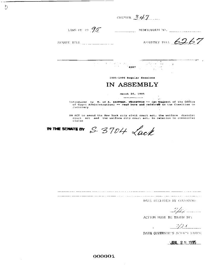 NYS Bill and Veto Jackets: 1995, Chapter 347
