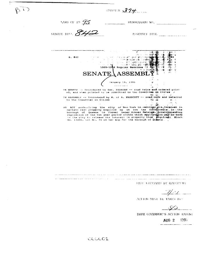 NYS Bill and Veto Jackets: 1995, Chapter 374