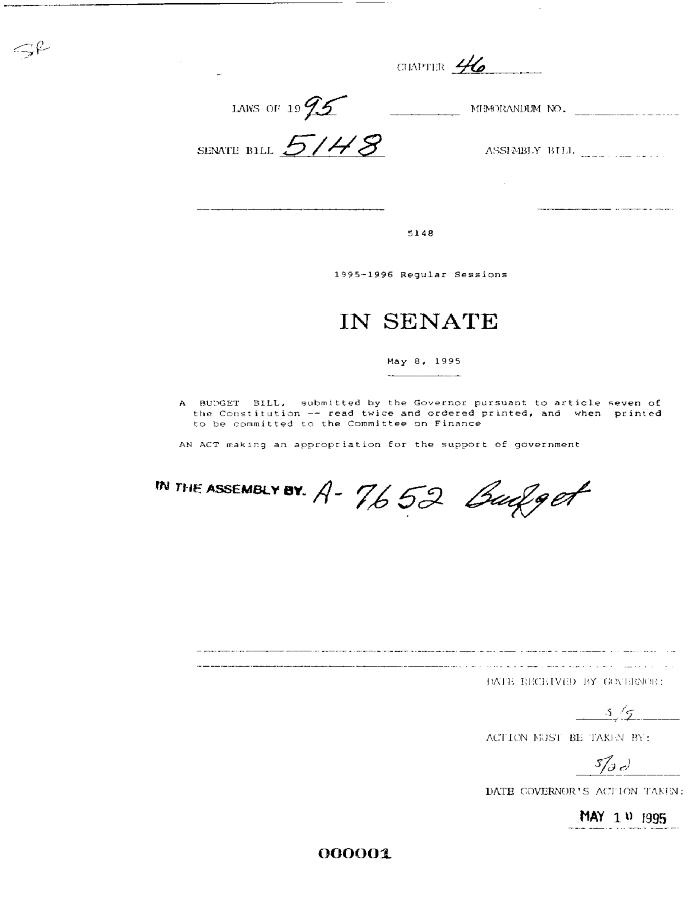 NYS Bill and Veto Jackets: 1995, Chapter 46