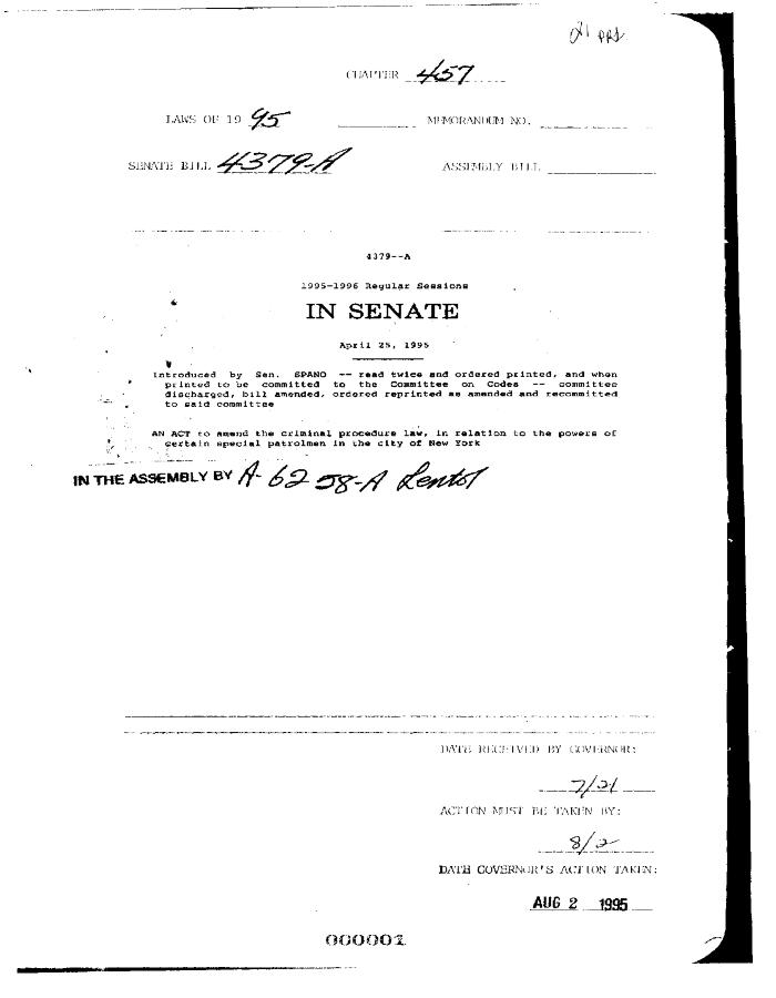NYS Bill and Veto Jackets: 1995, Chapter 457